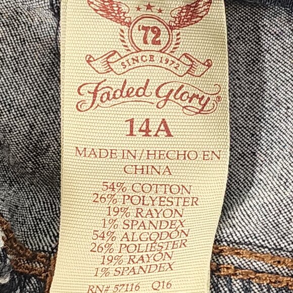 Faded Glory Dark Wash Cotton Poly Rayon Span Mid Rise Stretch Slim Jeans Sz 14A - Picture 15 of 16
